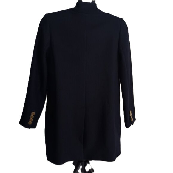 Mango Wool Blend Double Breasted Mid-Thigh Suit Coat Navy Blue Women’s XXS EUC - Picture 4 of 16